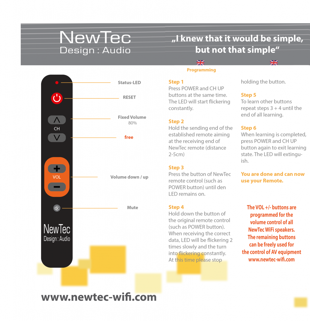 WiFi Speaker Remote control NewTec